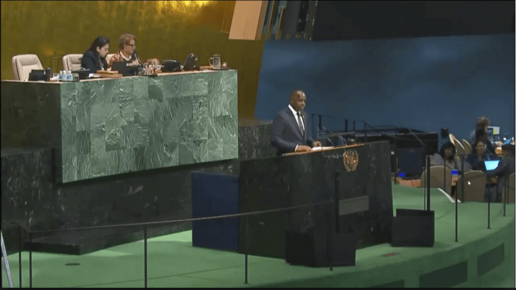 Prime Minister of Dominica addressing the United Nations
