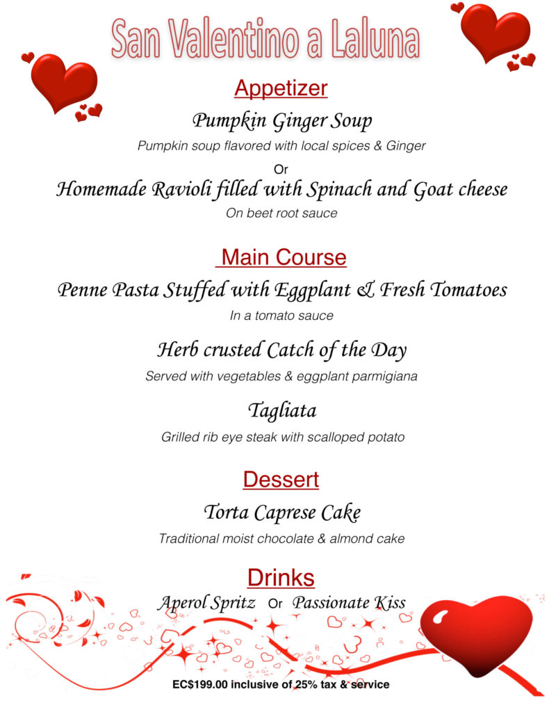 valentines day menu