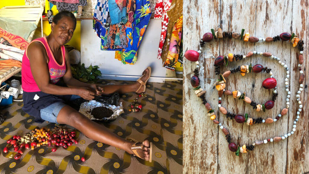 spice necklaces at the Grenada Grand Anse Vendors Market