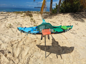 stingray made from plastics from beach clean up